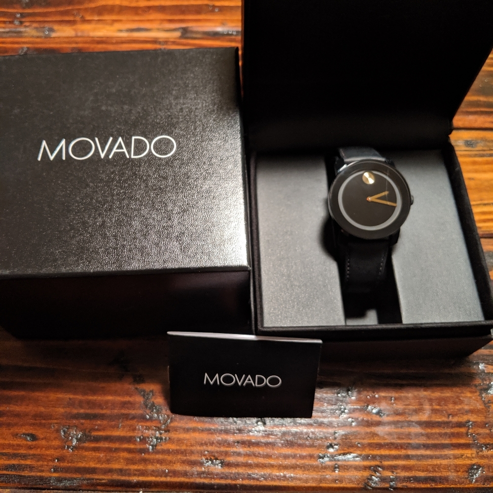 Movado Watch - black with gold